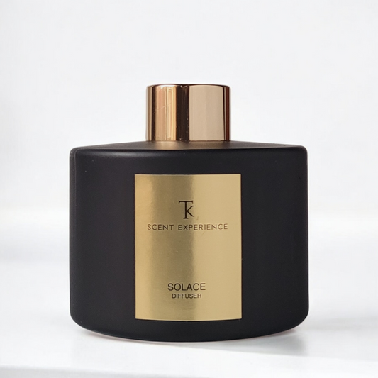 Solace luxury reed diffuser by TK Scent Experience with blood orange and clove fragrance